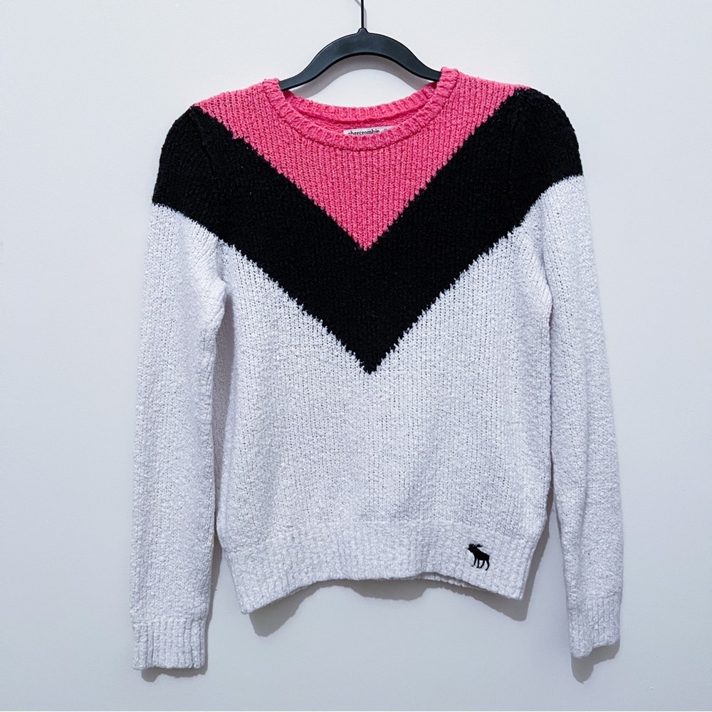 abercrombie kids | chevron white color block sweater 11/12